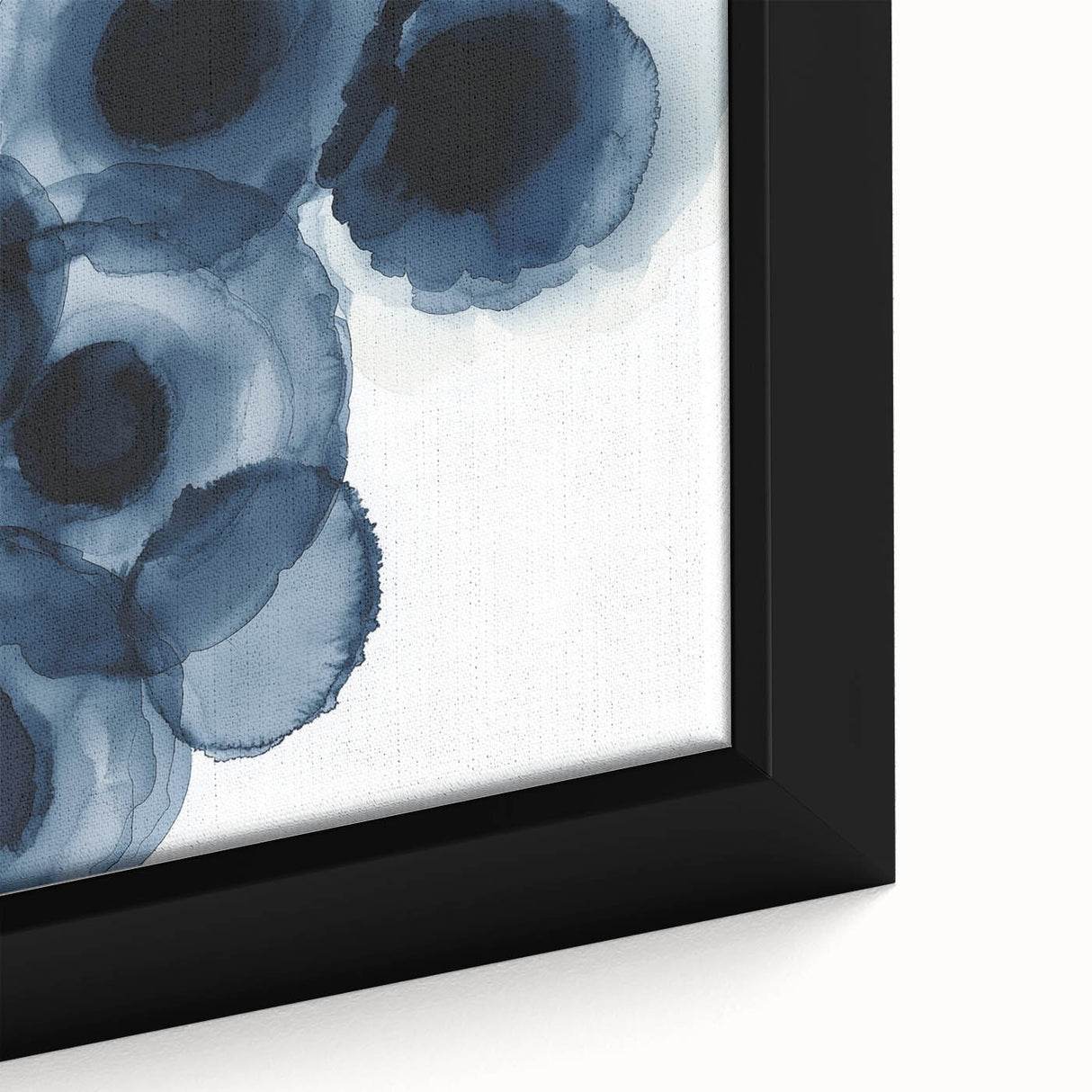 Contemporary Abstract Canvas – Fluid Navy Blue Ink Bloom Artwork