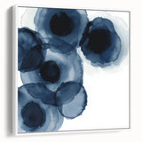 Contemporary Abstract Canvas – Fluid Navy Blue Ink Bloom Artwork