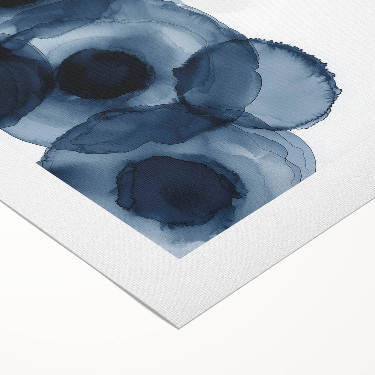 Contemporary Abstract Canvas – Fluid Navy Blue Ink Bloom Artwork