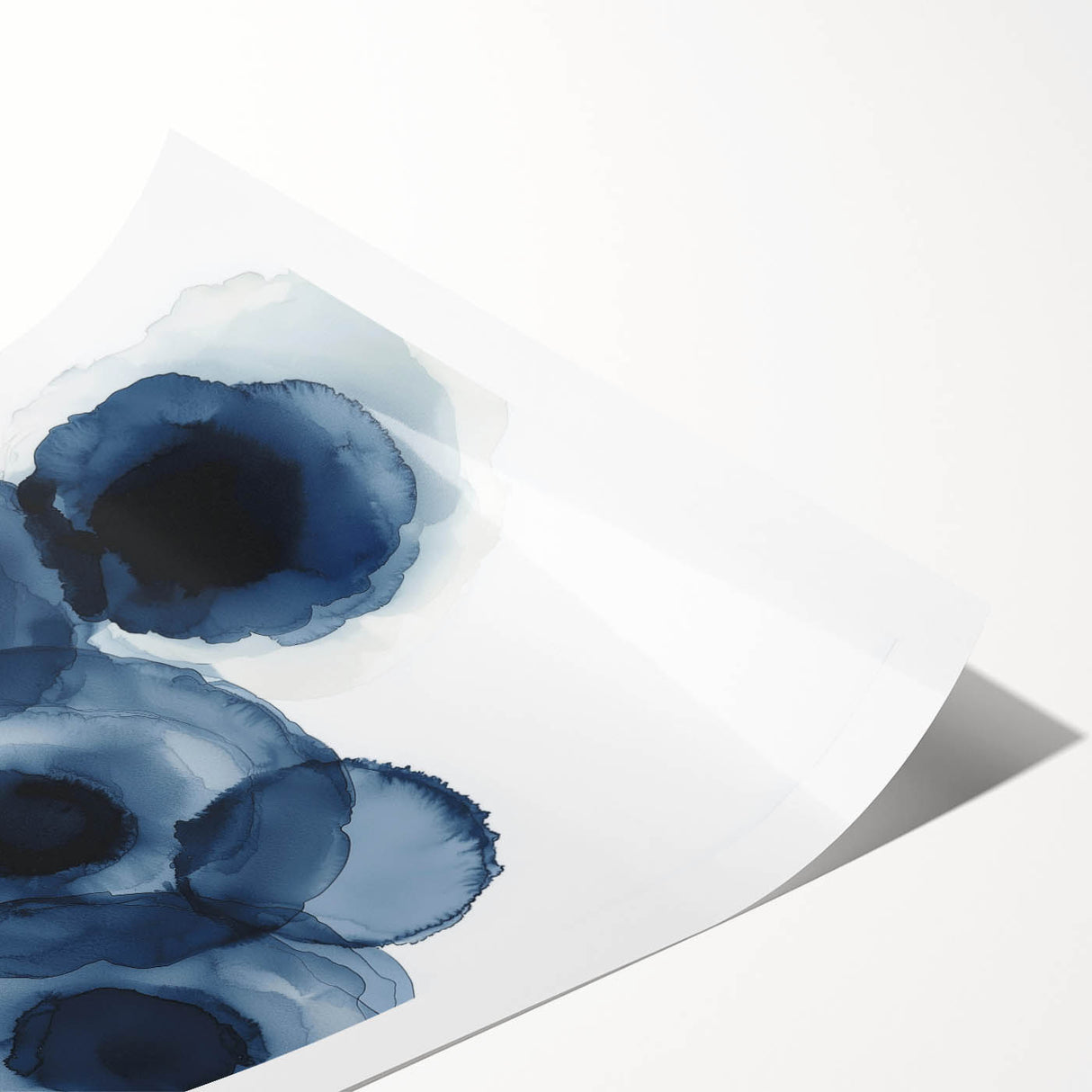 Contemporary Abstract Canvas – Fluid Navy Blue Ink Bloom Artwork