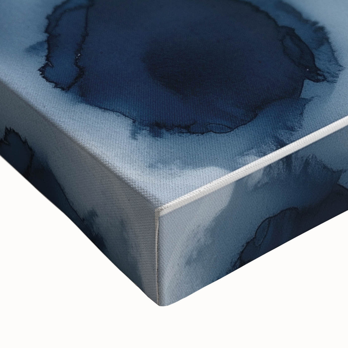 Contemporary Abstract Canvas – Fluid Navy Blue Ink Bloom Artwork