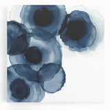 Contemporary Abstract Canvas – Fluid Navy Blue Ink Bloom Artwork