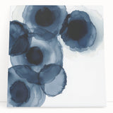Contemporary Abstract Canvas – Fluid Navy Blue Ink Bloom Artwork
