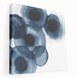 Contemporary Abstract Canvas – Fluid Navy Blue Ink Bloom Artwork