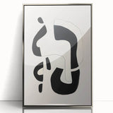 Framed abstract minimalist wall art featuring a silver-acrylic design, perfect for modern decor. Ideal for brightening up living spaces with sophistication.