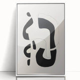 Framed abstract minimalist wall art featuring geometric shapes in soft pastel colors, displayed against a white background, perfect for modern home decor.