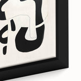 Close-up view of a framed abstract minimalist wall art piece showcasing soft pastel colors and geometric shapes, ideal for modern home decor and art enthusiasts.