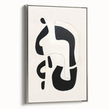 Framed minimalist abstract wall art featuring a sleek silver frame, showcasing a modern design with soft colors, perfect for contemporary home decor.