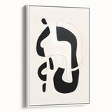 Framed abstract minimalist wall art in a sleek white frame, showcasing a modern design with soft color tones, ideal for contemporary home decor.