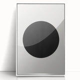 Minimalist abstract wall art in a sleek white frame, showcasing geometric shapes and soft neutral tones, perfect for modern home decor and aesthetics.