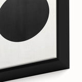 Close-up of a framed abstract minimalist wall art piece showcasing soft pastel colors and geometric shapes, perfect for modern home decor.