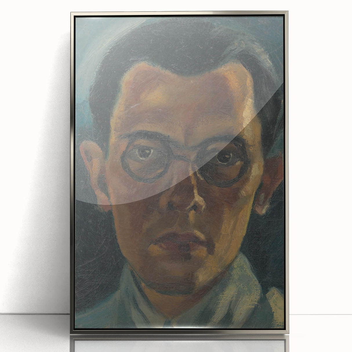 Modern Portrait Wall Art - Expressive Self-Portrait with Dark Tones