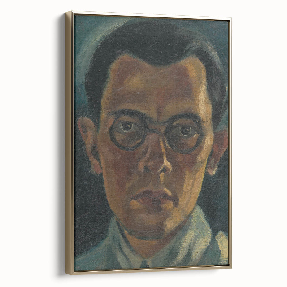 Modern Portrait Wall Art - Expressive Self-Portrait with Dark Tones
