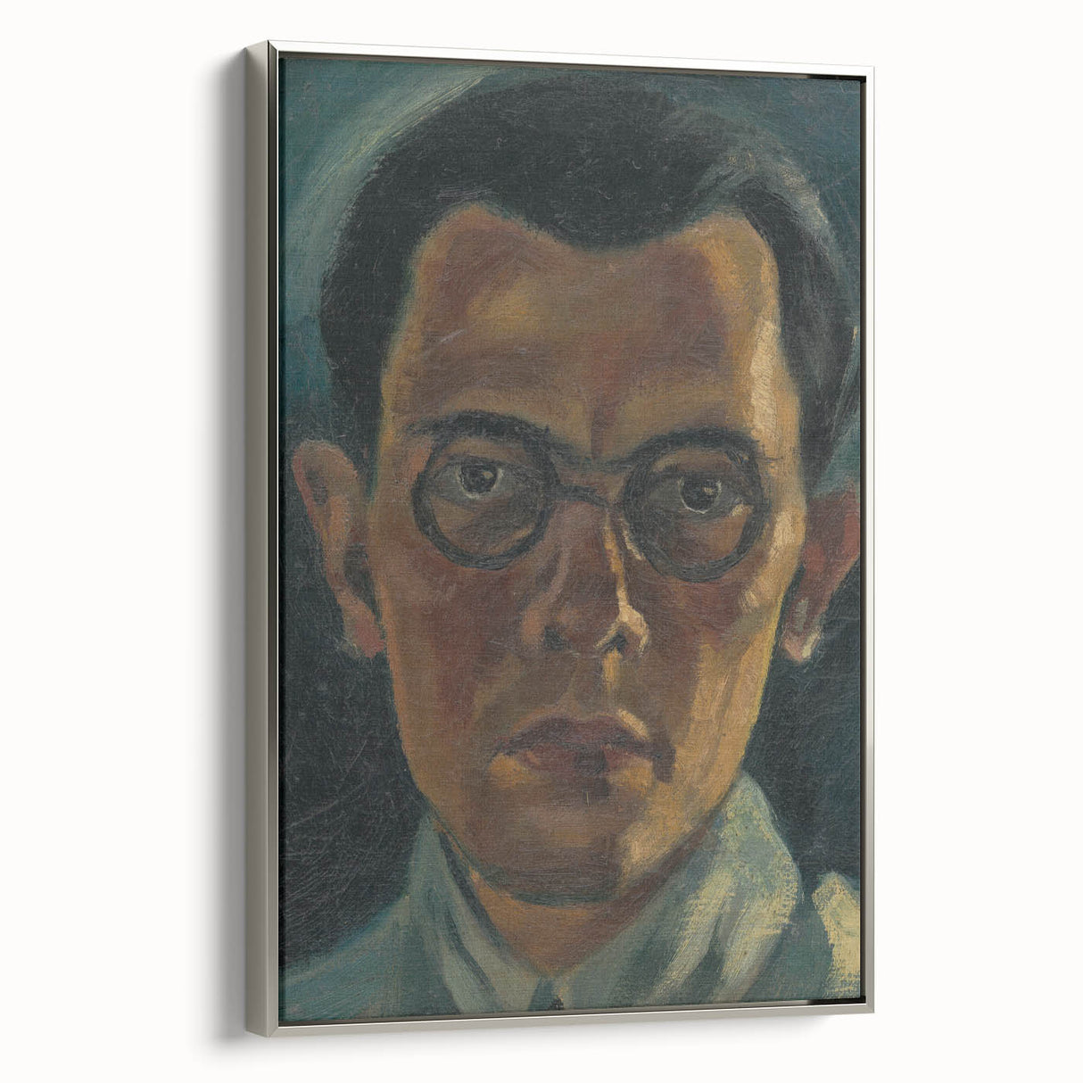 Modern Portrait Wall Art - Expressive Self-Portrait with Dark Tones