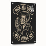 Rock and Roll Will Never Die Poster | Vintage Retro Skull Art