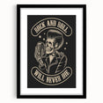 Rock and Roll Will Never Die Poster | Vintage Retro Skull Art