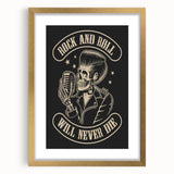 Rock and Roll Will Never Die Poster | Vintage Retro Skull Art