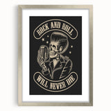 Rock and Roll Will Never Die Poster | Vintage Retro Skull Art