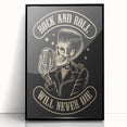 Rock and Roll Will Never Die Poster | Vintage Retro Skull Art