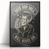 Rock and Roll Will Never Die Poster | Vintage Retro Skull Art