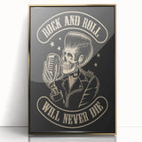 Rock and Roll Will Never Die Poster | Vintage Retro Skull Art