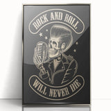 Rock and Roll Will Never Die Poster | Vintage Retro Skull Art