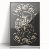 Rock and Roll Will Never Die Poster | Vintage Retro Skull Art