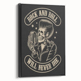 Rock and Roll Will Never Die Poster | Vintage Retro Skull Art