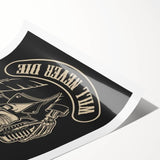 Rock and Roll Will Never Die Poster | Vintage Retro Skull Art