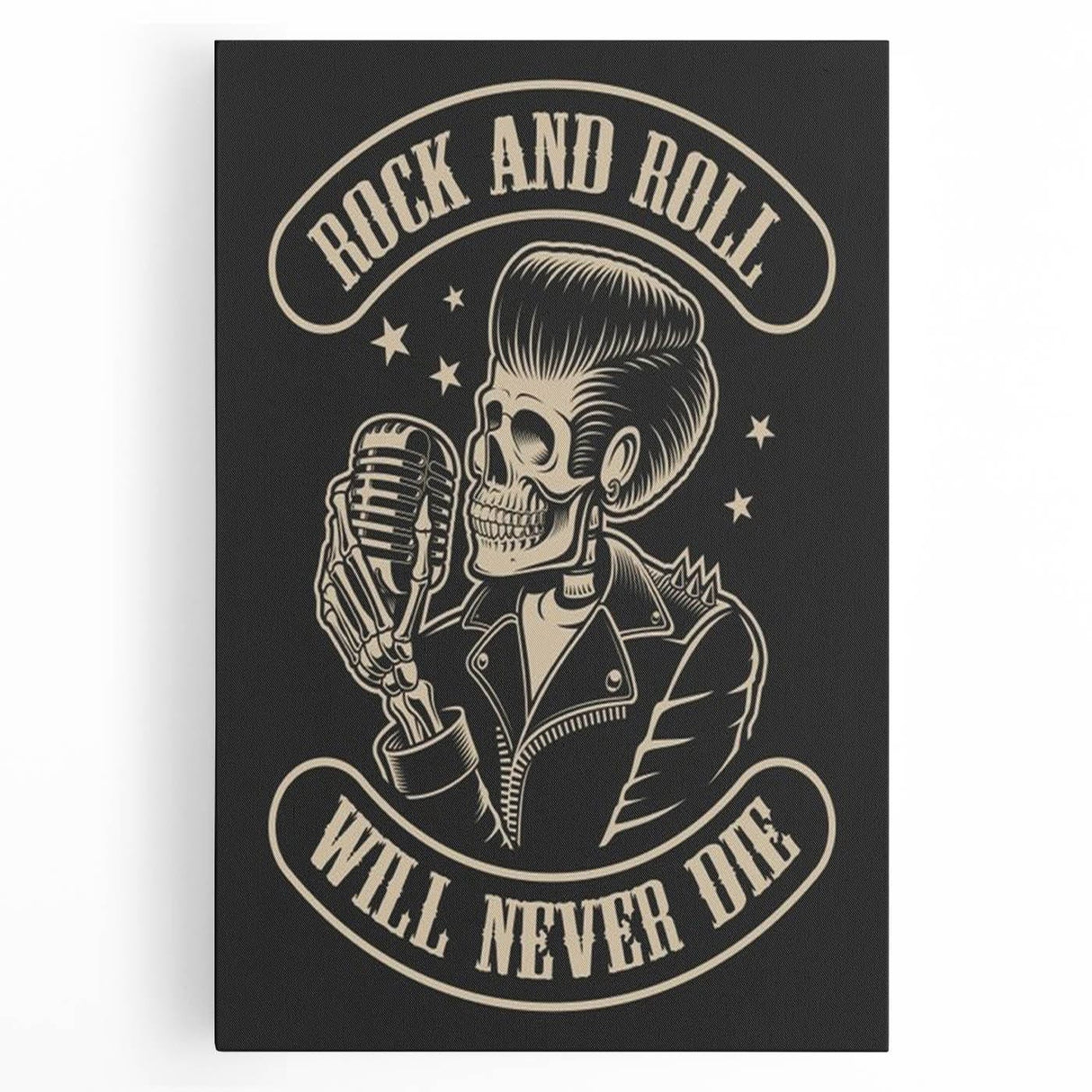 Rock and Roll Will Never Die Poster | Vintage Retro Skull Art