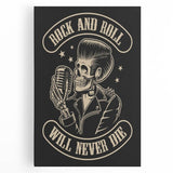 Rock and Roll Will Never Die Poster | Vintage Retro Skull Art