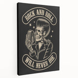 Rock and Roll Will Never Die Poster | Vintage Retro Skull Art