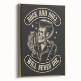 Rock and Roll Will Never Die Poster | Vintage Retro Skull Art