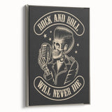 Rock and Roll Will Never Die Poster | Vintage Retro Skull Art