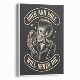 Rock and Roll Will Never Die Poster | Vintage Retro Skull Art