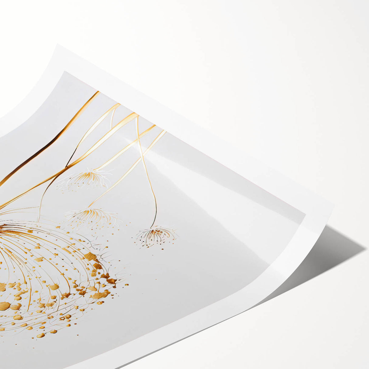 Elegant Golden Dandelion - Modern Living Room Canvas Wall Art
