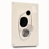 Abstract minimalist wall art featuring bold geometric shapes in soft pastel colors, mounted on acrylic glass, perfect for modern home decor.