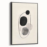 Abstract minimalist wall art framed canvas in black, showcasing a sleek side view with clean lines, ideal for modern decor and artistic interiors.