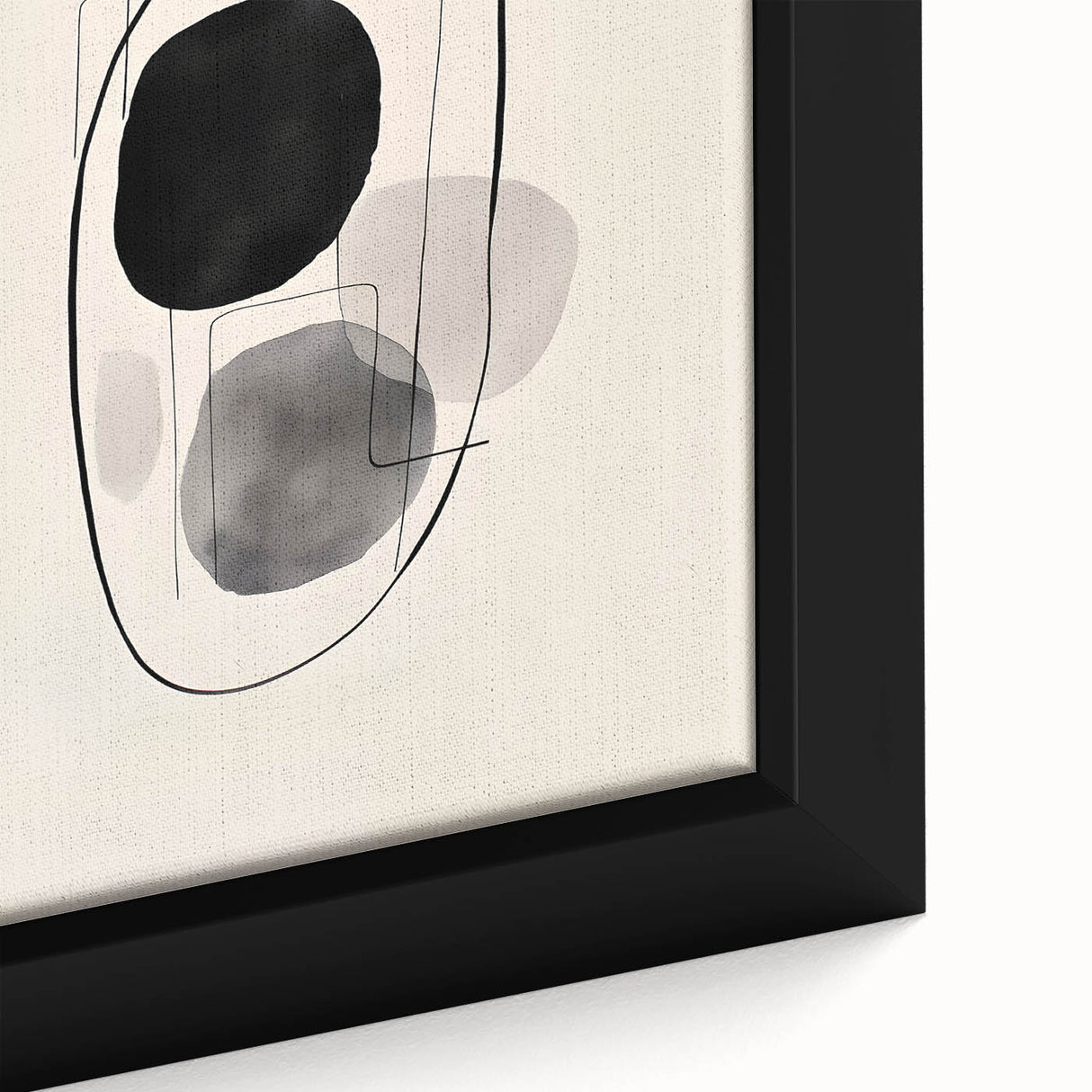 Close-up of a framed abstract minimalist wall art piece showcasing soft pastel colors and geometric shapes, ideal for modern home decor and artistic interiors.