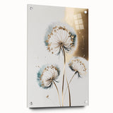 Teal & Gold Dandelion - Modern Living Room Canvas Wall Art