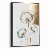 Teal & Gold Dandelion - Modern Living Room Canvas Wall Art