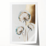 Teal & Gold Dandelion - Modern Living Room Canvas Wall Art