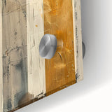 Close-up of abstract minimalist wall art featuring vibrant colors and geometric shapes, printed on acrylic glass, showcasing a modern artistic design.