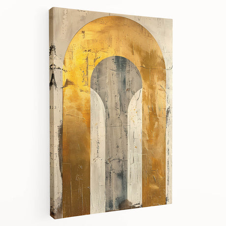 Abstract minimalist wall art stretched on a canvas, showcasing elegant geometric shapes in soft pastel colors, perfect for modern decor.