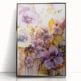 Purple & Gold Floral Elegance - Modern Living Room Canvas Art