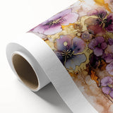 Purple & Gold Floral Elegance - Modern Living Room Canvas Art