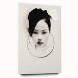 Abstract minimalist wall art design displayed on acrylic glass, showcasing vibrant colors and geometric patterns, ideal for modern home decor.