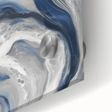 Modern Abstract Wall Art – Navy and Gray Fluid Acrylic Canvas