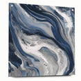Modern Abstract Wall Art – Navy and Gray Fluid Acrylic Canvas