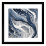 Modern Abstract Wall Art – Navy and Gray Fluid Acrylic Canvas